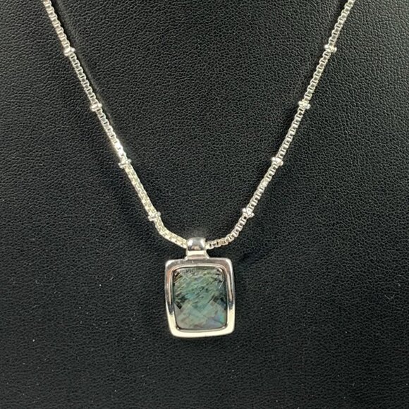 Dillards Faux Opal Necklace & Earring Jewelry Set Silver Tone/Blue Green NIB - Picture 6 of 10